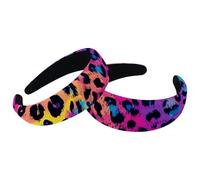 2 Packs Colorful Leopard Padded Headbands, Fashion Thick Wide Hair Band Hoops, Velvet Hair Hoops, Headbands for Women Girls, Hair Accessories