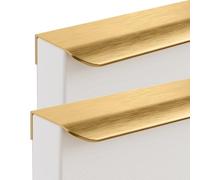 2 Packs Concealed Kitchen Cupboard Handles,Hidden Drawer Pulls,Finger Edge Pull Aluminum Alloy Cabinet Invisible Furniture Profile Door Knob for Wardrobe,Bathroom,Living Room (150mm,Brushed Gold)