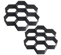 2 Packs Concrete Slab Moulds Walk Path Maker Mold Pavement Irregular Driveway Brick Patio Concrete Slab Path Walk Maker Frame DIY Driveway Garden Pavement Mould (Black 30 * 30cm)