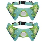 2 Packs Cute Cartoon Frog Puppy Collar with Bowtie, Adjustable Pet Bow Tie, Dog Bow Tie Collar for Cats Dogs, Comfortable, Soft, Suit Neck 11.2-12.2 IN