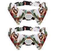 2 Packs Cute Sloth in Merry Christmas Wreath Puppy Collar with Bowtie, Adjustable Pet Bow Tie, Dog Bow Tie Collar for Cats Dogs, Comfortable, Soft, Suit Neck 11.2-12.2 IN