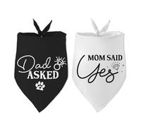 2 Packs Dad Asked Mom Said Yes Dog Bandana Bridal Shower Gift Puppy Bandanas Maid of Honor Wedding Engagement Photo Prop Accessories for Dog Lovers Owner Gift