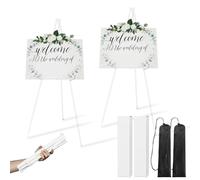 2 Packs Display Easel Stand for Wedding Sign, Portable Folding Easel Floor Art Easel Adjustable 168cm Metal Easel, White Easel Stand for Wedding Sign with Bag for Wedding Sign Poster White Indoor Out