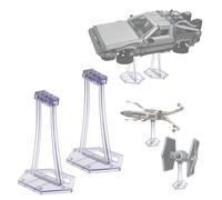 (2 Packs) Display Stands for LEGO 10300 Time Machine, 75394 Imperial Star Destroyer, 75389 75257 Millennium Falcon, Single stand for X-Wing TIE etc Kits, Angle Display, Plastic Transparent Display