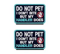 2 Packs Do Not Pet I Dont Bite But My Handler Does Vests/Harnesses Patch Hook & Loop Embroidered Fastener Badge Emblem for Service Working Guide Dog