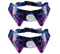 2 Packs Dog Bow Ties Milky Way Starry Sky Shirt Lapel Style Cat Kitten Collars Attachment Dog Collar with Bow Ties for Small Cats Puppies Pets