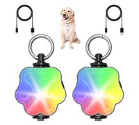 2 Packs Dog Collar Light, 4 Modes LED Dog Lights for Night Walking, RGB Color Changing, USB Rechargeable Walking Light for Nighttime Clip On, Waterproof Light Up