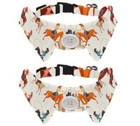 2 Packs Dog Collar with Bowtie, Vintage Western Wild Cowgirls Horses Rodeo Adjustable Cute Lapel Design Bowtie Pet Collar for Small Dogs Puppies and Cats
