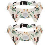 2 Packs Dog Collar with Bowtie, Wild Cactus West Women Cowgirls with Horse Adjustable Cute Lapel Design Bow Tie Pet Collar for Small Dogs Puppies and Cats
