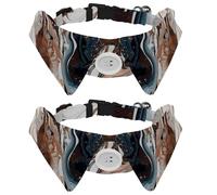2 Packs Dog Collars for Medium Dogs, Abstract Shining Marble Texture Cat Bow Tie with Plastic Buckle, Collared Shirts for Pet Bowties, Neck 11.2-12.2 in