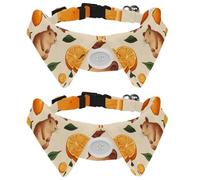 2 Packs Dog Collars for Medium Dogs, Cute Capybaras with Citrus Fruits Cat Bow Tie with Buckle, Collared Shirts for Pet Bowties, Neck 11.2-12.2 in