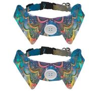 2 Packs Dog Collars for Medium Dogs, Magic Rainbow Mermaid Scales Pattern Cat Bow Tie with Plastic Buckle, Collared Shirts for Pet Bowties, Neck 11.2-12.2 in
