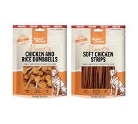 2 Packs - Dog Treats Chicken and Rice Dumbbell Treats with Munchy Stick and Soft Meaty Strips High Protein Low Fat Training Rewards for Puppies and Adult Dogs