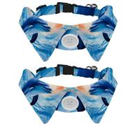 2 Packs Dolphin Bowtie Dog Collar, Girl Boy Dog Collars with Bow Tie, Pet Bowties for Small Medium Puppies Kitterns Rabbits