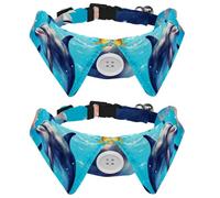 2 Packs Dolphin Dog Collar with Bowtie, Adjustable Cute Lapel Design Bow Tie Pet Collar for Small Dogs Puppies and Cats