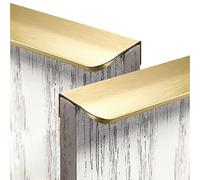 2 Packs Drawer Handles Rounded Corners Hidden Closet Handle Finger Edge Pull Brushed Gold Furniture Cabinet Kitchen Aluminum Alloy Knobs Door Levers for Cupboard Wardrobe (Total Length 80mm)