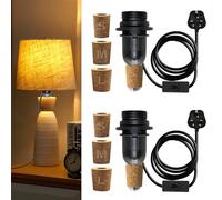 2 Packs E14 Bottle Lamp Kit, 240CM Cable, Bottle Lamp Adaptor Kit, Including 3 Sizes of Stoppers, Light Fittings for Bottles, Table Lamp Kits Do It Yourself UK for Various Bottles, Black