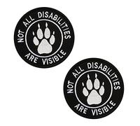 2 Packs Emotional Animal Patch Not All Disabilities are Visible Vests/Harnesses Tactical Military Badge Emblem Embroidered Fastener Hook & Loop Patches Appliques 3.15 Inch Sized