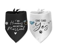 2 Packs Engagement Gift My Humans are Getting Married She Said Yes Dog Bandana Bride to Be Gifts Dog Wedding Announcement Photo Prop Pet Scarf Accessories for Small Medium Large Dogs
