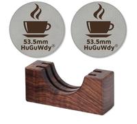 2 Packs Espresso Puck Screen 53.5mm With Walnut Stand,1.7mm Thickness 150μm Mesh For Puck Screen 54mm Breville 54mm Puck Screen 54mm Portafilter Espresso Filter Espresso Screen Breville Espresso