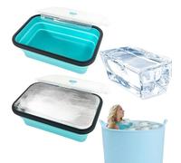 2 Packs Extra Large Ice Block Mold, 2.6 lbs Large Ice Cube Molds with Lid for Ice Bath Accessories Collapsible Reusable Silicone Ice Cube Mold for Cold Plunge and Cooler Ice Block Maker
