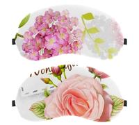 2 Packs Eye Mask Beautiful Flowers, Sleep Mask for Side Sleeper, Soft Sleeping Eye Mask for Women Men, Complete Light Blocking, Zero Pressure Night Blindfold
