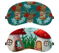 2 Packs Eye Mask, Cartoon Ants at The Mushroom House Sleep Mask for Side Sleeper, Soft Sleeping Eye Mask for Women Men, Complete Light Blocking, Zero Pressure Night Blindfold