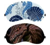 2 Packs Eye Mask, Cool Dragon Fantasy Scary Monster Sleep Mask for Side Sleeper, Soft Sleeping Eye Mask for Women Men, Complete Light Blocking, Zero Pressure Night Blindfold