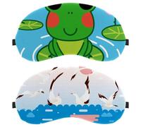 2 Packs Eye Mask, Crowd Albatross Beach Seaside Pattern Sleep Mask for Side Sleeper, Soft Sleeping Eye Mask for Women Men, Complete Light Blocking, Zero Pressure Night Blindfold