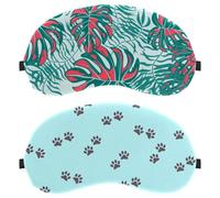 2 Packs Eye Mask for Side Sleeper, Blue Dog Cat Paw Print Sleeping Mask, Sleep Eye Mask, Soft Eye Shade Cover for Travel, Nap, Plane, Light Blocking