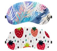 2 Packs Eye Mask for Side Sleeper, Fruit Pattern Strawberries Summer Sleeping Mask, Sleep Eye Mask, Soft Eye Shade Cover for Travel, Nap, Plane, Light Blocking
