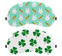 2 Packs Eye Mask for Side Sleeper, Sleeping Mask, Green Clover Leaves Shamrock Leafs on White Background Sleep Eye Mask, Soft Eye Shade Cover for Travel, Nap, Plane, Light Blocking