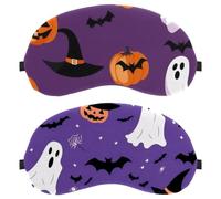 2 Packs Eye Mask for Side Sleeper, Sleeping Mask, Halloween Ghost Pumpkin Bats Purple Pattern Sleep Eye Mask, Soft Eye Shade Cover for Travel, Nap, Plane, Light Blocking