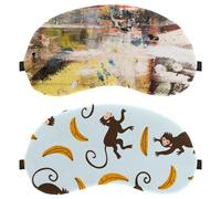 2 Packs Eye Mask for Side Sleeper, Sleeping Mask, Happy Monkeys Yellow Banana Pattern Sleep Eye Mask, Soft Eye Shade Cover for Travel, Nap, Plane, Light Blocking