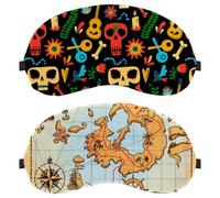 2 Packs Eye Mask for Side Sleeper, Sleeping Mask, Old Pirate Map Skull Island Treasure Sleep Eye Mask, Soft Eye Shade Cover for Travel, Nap, Plane, Light Blocking
