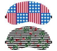 2 Packs Eye Mask for Side Sleeper, Sleeping Mask, Sleep Eye Mask, Christmas Red Holly Decor Black White Striped Soft Eye Shade Cover for Travel, Nap, Plane, Light Blocking