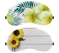 2 Packs Eye Mask for Side Sleeper, Sleeping Mask, Two Fresh Sunflowers on Wooden Plank Backdrop Sleep Eye Mask, Soft Eye Shade Cover for Travel, Nap, Plane, Light Blocking
