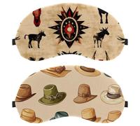 2 Packs Eye Mask for Side Sleeper, Sleeping Mask, West Wild Vintage Cowboy Hats Beige Background Sleep Eye Mask, Soft Eye Shade Cover for Travel, Nap, Plane, Light Blocking