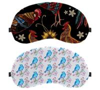 2 Packs Eye Mask, Sleep Mask for Side Sleeper, Painted Bird on Floral Branch Soft Sleeping Eye Mask for Women Men, Complete Light Blocking, Zero Pressure Night Blindfold