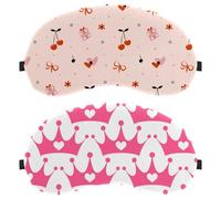 2 Packs Eye Mask, Sleep Mask for Side Sleeper, Pink Girly Princess Crown Heart Jewels Soft Sleeping Eye Mask for Women Men, Complete Light Blocking, Zero Pressure Night Blindfold