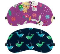 2 Packs Eye Mask, Sleep Mask for Side Sleeper, Summer Blue Sea Whale Soft Sleeping Eye Mask for Women Men, Complete Light Blocking, Zero Pressure Night Blindfold