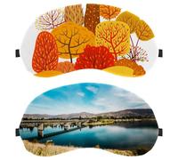 2 Packs Eye Mask, Sleeping Eye Mask for Side Sleeper, Bridge Crossing Lake Zero Eye Pressure Night Blindfold, Adjustable Sleep Cover, Completely Block Out Light Eye Shade