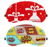 2 Packs Eye Mask, Sleeping Eye Mask for Side Sleeper, Comic Word Graphics Zero Eye Pressure Night Blindfold, Adjustable Sleep Cover, Completely Block Out Light Eye Shade