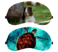 2 Packs Eye Mask, Sleeping Eye Mask for Side Sleeper, Sea Turtle Diving Ocean Zero Eye Pressure Night Blindfold, Adjustable Sleep Cover, Completely Block Out Light Eye Shade