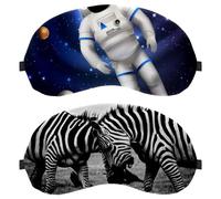 2 Packs Eye Mask, Sleeping Eye Mask for Side Sleeper, Wildlife Zebra Animal Zero Eye Pressure Night Blindfold, Adjustable Sleep Cover, Completely Block Out Light Eye Shade