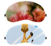 2 Packs Eye Mask, Sleeping Eye Mask for Side Sleeper, Zero Eye Pressure Night Blindfold, Cartoon Giraffe with Balloon Adjustable Sleep Cover, Completely Block Out Light Eye Shade