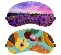 2 Packs Eye Mask, Sleeping Eye Mask for Side Sleeper, Zero Eye Pressure Night Blindfold, Fruits Flower Pattern Adjustable Sleep Cover, Completely Block Out Light Eye Shade