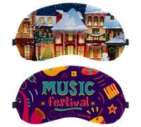 2 Packs Eye Mask, Sleeping Eye Mask for Side Sleeper, Zero Eye Pressure Night Blindfold, Guitar Violin Drum Jazz Adjustable Sleep Cover, Completely Block Out Light Eye Shade