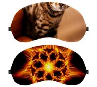2 Packs Eye Mask, The Burning Hexagon Stars Sleep Mask for Side Sleeper, Soft Sleeping Eye Mask for Women Men, Complete Light Blocking, Zero Pressure Night Blindfold