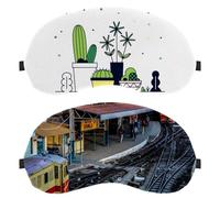 2 Packs Eye Mask, Train Pattern Sleeping Eye Mask for Side Sleeper, Zero Eye Pressure Night Blindfold, Adjustable Sleep Cover, Completely Block Out Light Eye Shade
